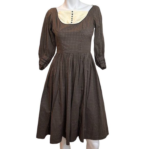 Candy Jones California 50's 60's Vintage Greyish Brown Day Dress sz XS/0 - Picture 1 of 15